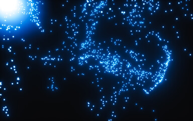 Abstract glowing particles, 3d rendering.