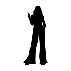 Vector illustration. Silhouette of a girl in wide pants.