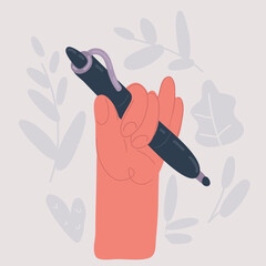 Vector illustration of hand holding pencil