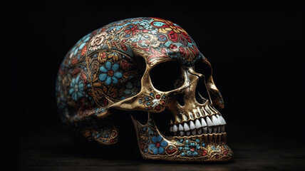 Calavera sugar skull art for day of the dead