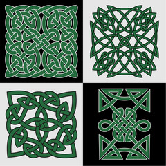 Celtic vector design set, woven patterns design elements. Celtic collection of black and white ornaments, isolated