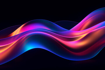 Abstract fluid flowing wave on dark background. gradient abstract background design, Generative AI