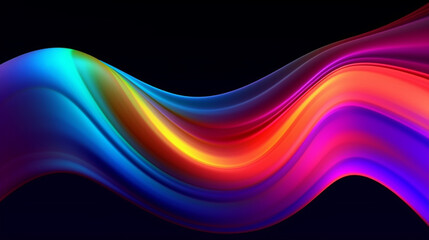 Abstract fluid flowing wave on dark background. gradient abstract background design, Generative AI