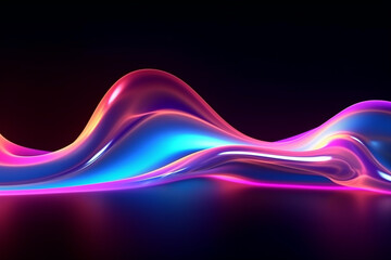 Abstract fluid flowing wave on dark background. gradient abstract background design, Generative AI