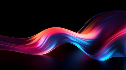 Abstract fluid flowing wave on dark background. gradient abstract background design, Generative AI