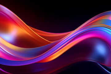 Abstract fluid flowing wave on dark background. gradient abstract background design, Generative AI