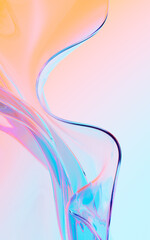 Abstract flowing transparent glass background, 3d rendering.