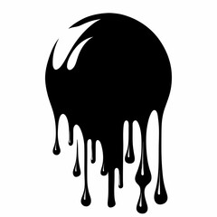 Dripping ink Vector illustration Chocolate drop Black Dripping liquid