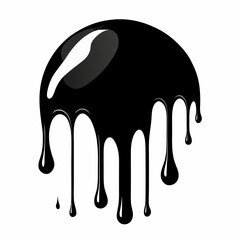 Dripping ink Vector illustration Chocolate drop Black Dripping liquid