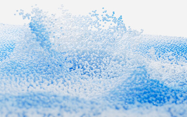 Abstract splash particles and balls, 3d rendering.