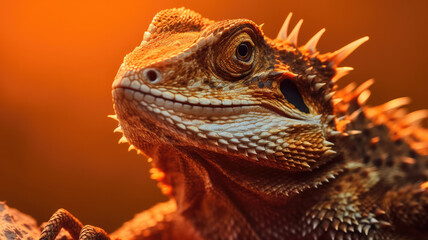 Fototapeta premium bearded dragon in detailed portrait view created with Generative AI technology