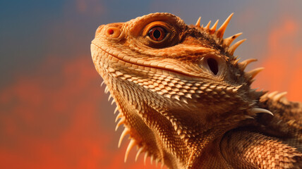 Fototapeta premium bearded dragon in detailed portrait view created with Generative AI technology