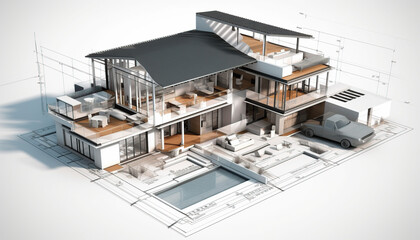 Obraz premium Architectural building sketch