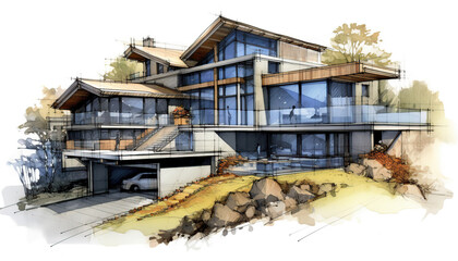 Fototapeta premium Architectural building sketch