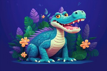 Cute Alligator Cartoon Character Cutout Illustration
