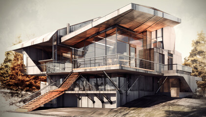 Obraz premium Architectural building sketch