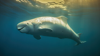 Fototapeta premium beluga whale in the ocean created with Generative AI technology