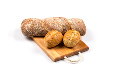 Various of bread on cutting board