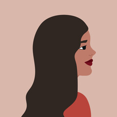 Portrait of a young Latin woman in profile. Vector illustration