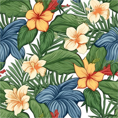 Colorful Floral Seamless Pattern in White Background