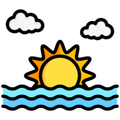 sunset icons, are often used in design, websites, or applications, banner, flyer to convey specific concepts related to vacations or tourism.