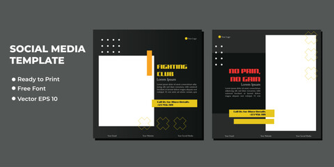 Fitness gym social media post square banner template for fitness studio promotion