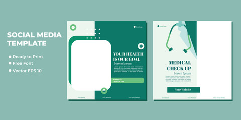 Medical healthcare service social media post template design. Hospital, doctor, clinic and dentist health business promotion flyer poster.