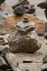 Fototapeta na wymiar Piles of balanced rocks and stones 