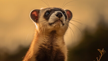Fototapeta premium Black footed ferret created with Generative AI technology