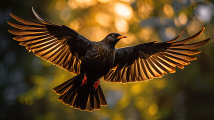 Fototapeta premium blackbird in nature created with Generative AI technology