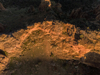 East Oregon Smith Rock Rock Formations from Above During Sunrise