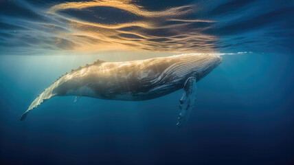 Naklejka premium blue whale created with Generative AI technology