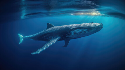 Fototapeta premium blue whale created with Generative AI technology