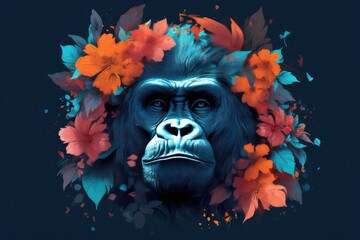 Obraz premium Floral Gorilla Portrait