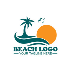 Beach logo design Vector template
