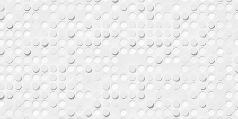 Random inset and outset small round white circles background wallpaper banner pattern frame filling top view flat lay from above