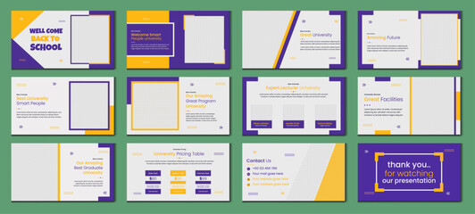	
Education Design School PowerPoint presentation slide template. Utilize a contemporary background for a keynote presentation, brochure design, website slider, landing page, or annual report.