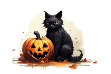 Adorable Art of a Halloween Black Cat