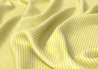 Luxury Fabric Wrinkle. Yellow And Blue Stripe Pattern Fabric