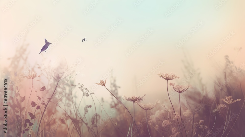 Canvas Prints sunset in the field, generative ai