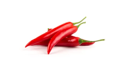 Fotobehang fresh red chili on white background © romantsubin