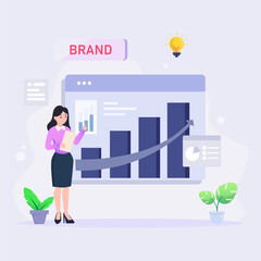 Build branding or brand awareness, marketing or advertising for company reputation. illustration vector concept.