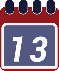 Page of calendar displaying day 13. Illustration