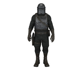 3d rendering military mercenary with reinforced helmet and black uniform