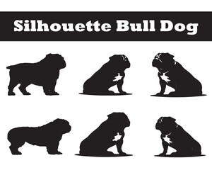 A set of silhouette bull dog vector collection