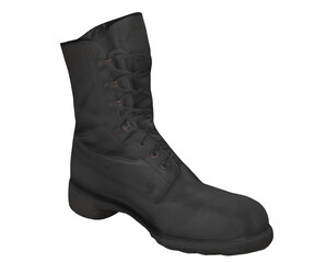 3d rendering of black antique military boot