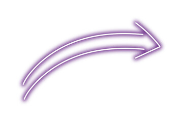 Neon arrow shape png. Glowing purple arrow on transparent background.