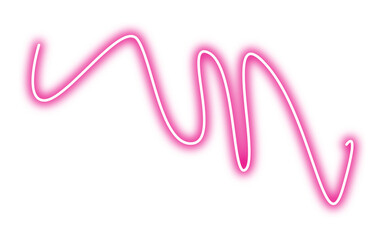 Neon bright line png. Glowing pink line on transparent background.