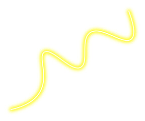 Neon shiny lines png. Glowing yellow lines on transparent background.