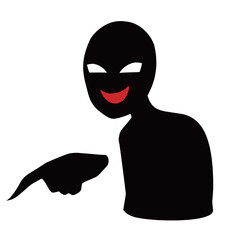 指を指す悪人イメージのシルエットの人物イラスト素材